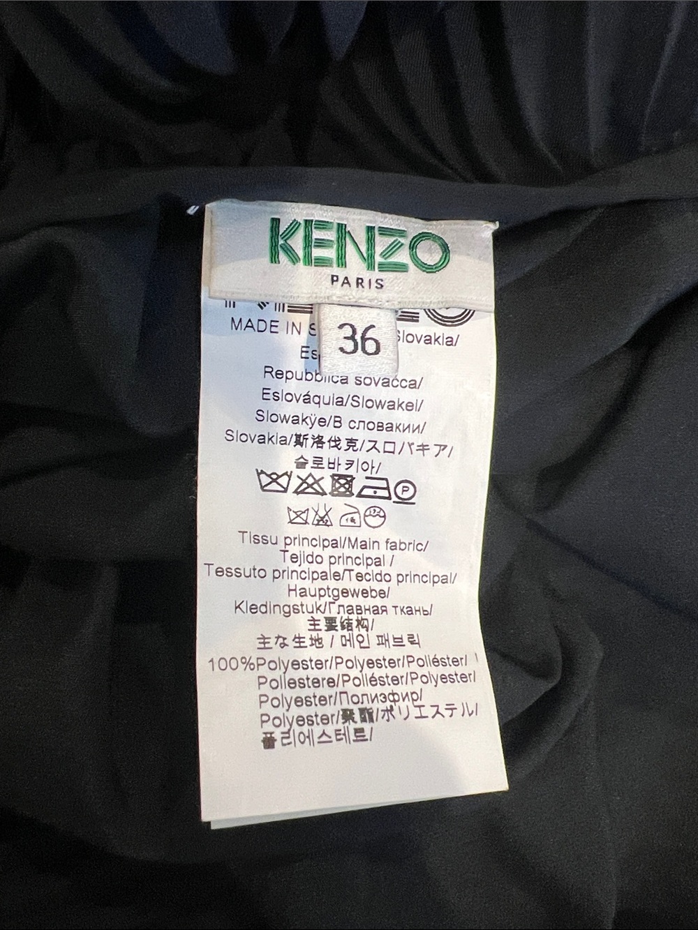 Kenzo Paris Black Pleated Asymmetric Midi Skirt - Picture 3 of 3